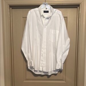 White Casual Button Down Shirt Relaxed Fit